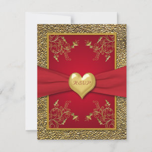 Carte de rouge riche et d'or RSVP