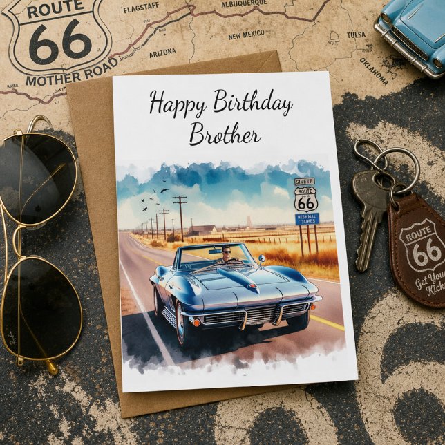 Carte de Route 66 avec voiture classique Joyeux An (Créateur téléchargé)