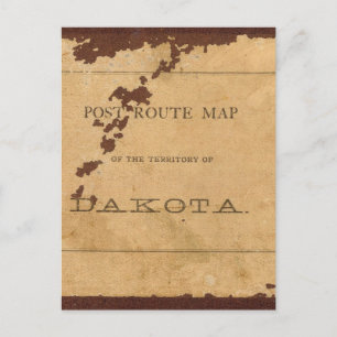 Carte de route postale du territoire du Dakota