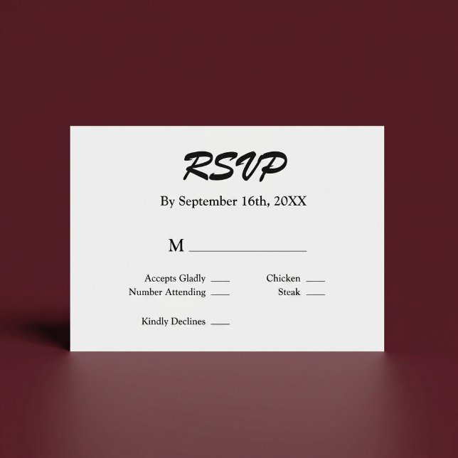Carte de RSVP Blanc/Noir (Créateur téléchargé)
