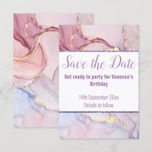 CARTE DE RSVP ENVOI À LA DATE PASTEL MARBRE PAILLE