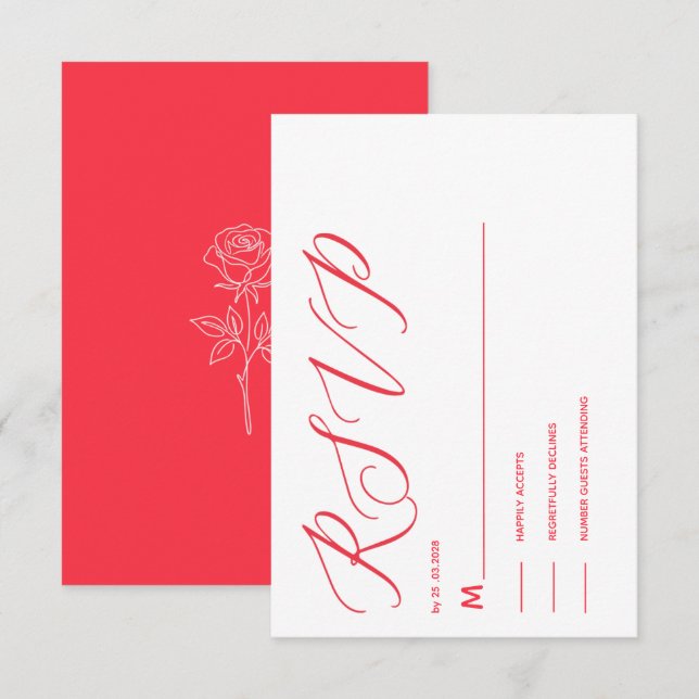 carte de rsvp simple élégant jus rouge classique (Devant / Derrière)