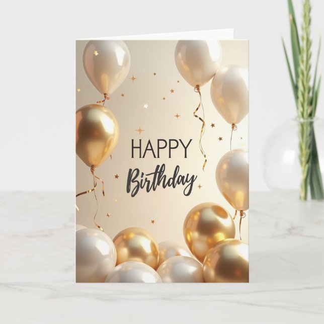 Carte de ruban d'anniversaire doré (Devant)