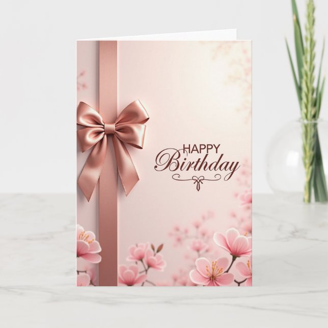 Carte de ruban d'anniversaire tendre (Devant)