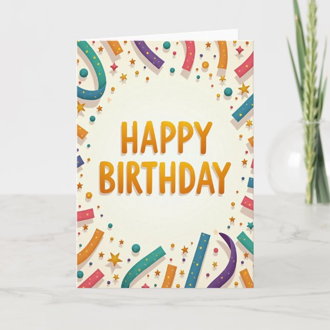 Carte de rubans floraux d'anniversaire (Devant)