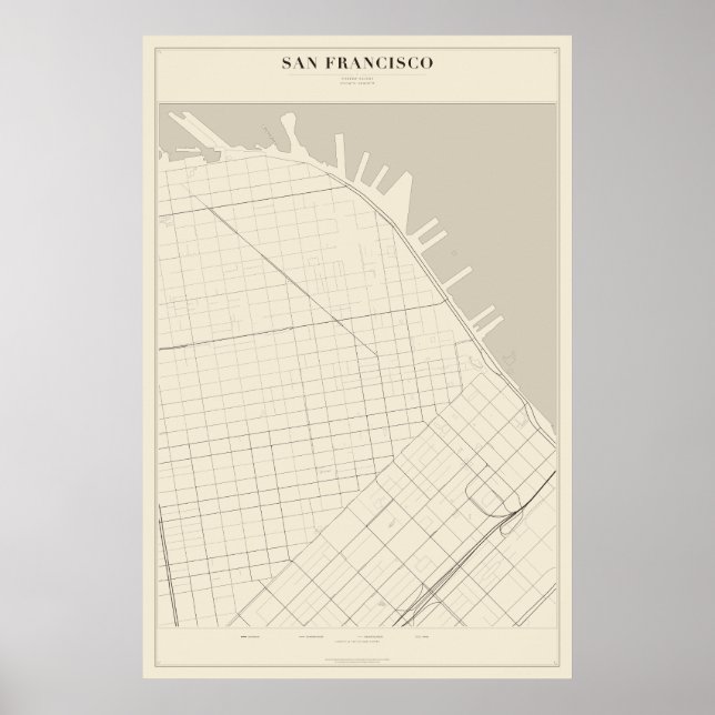 Carte de rue de San Francisco Poster (Devant)
