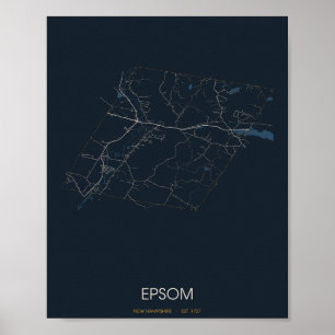 Carte de rue d'Epsom New Hampshire Poster (Nuit)