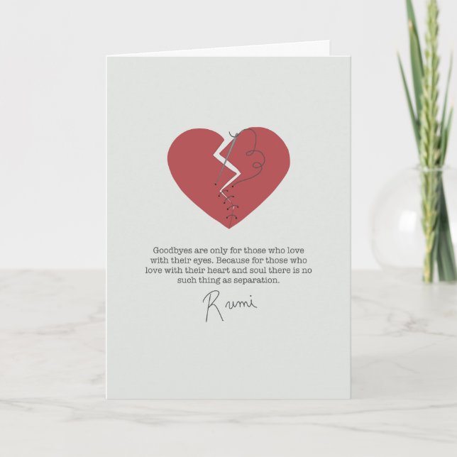 Carte de rupture de cœur aux adieux de Rumi (Devant)