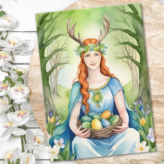 Carte de Sabbat de l'Équinoxe de Printemps de la D (Ostara Goddess Spring Equinox Sabbat Wicca Holiday Card)