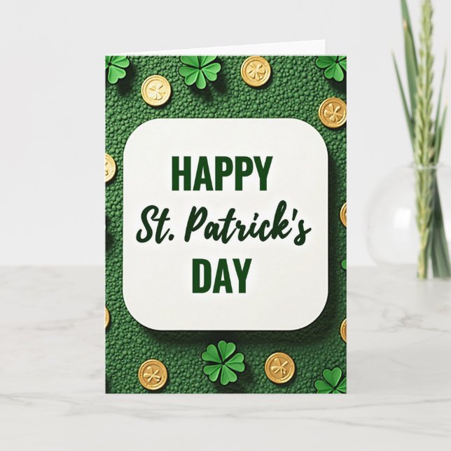 Carte de Saint-Patrick à paillettes vertes (Devant)
