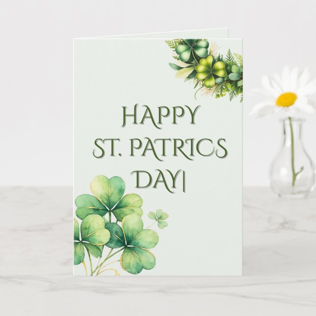 Carte de Saint-Patrick au trèfle aquarelle (Petite plante)