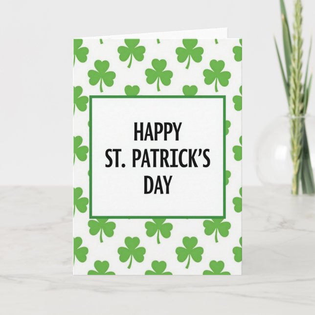 Carte de Saint-Patrick au Trèfle Vert (Devant)