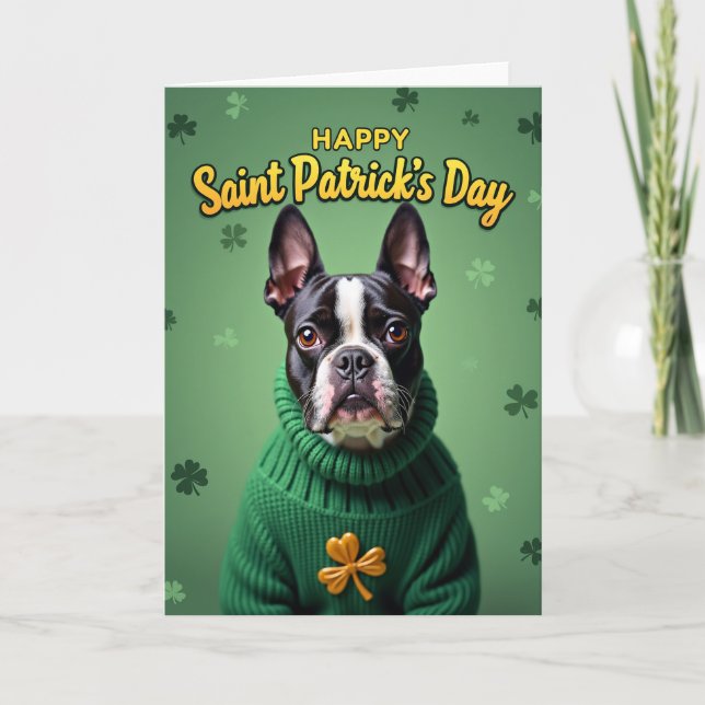 Carte de Saint-Patrick Boston Terrier (Devant)