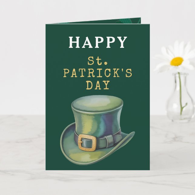 Carte de Saint-Patrick Chapeau de Lutin Joyeux (Petite plante)