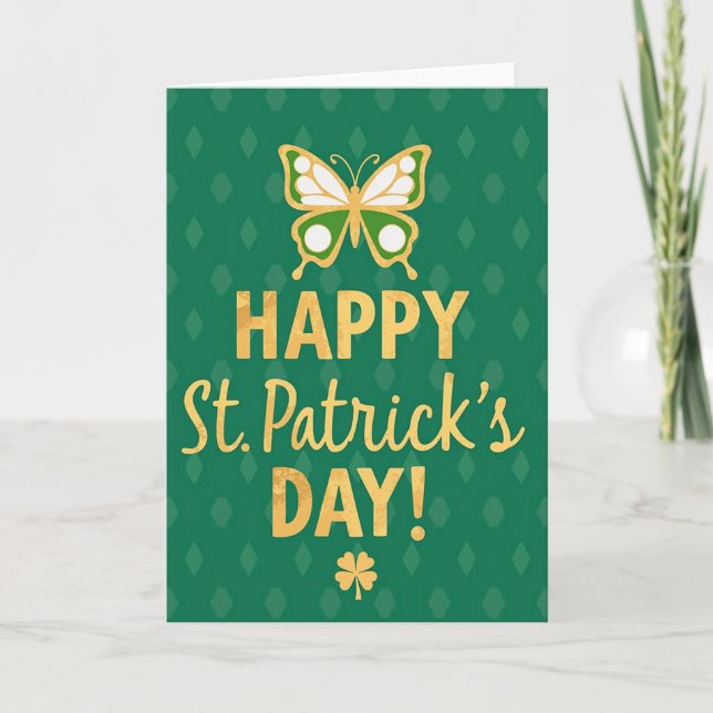 Carte de Saint-Patrick en diamant émeraude (Devant)