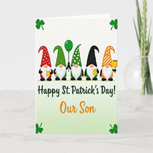 Carte de Saint-Patrick en faux papier d'or Gnome