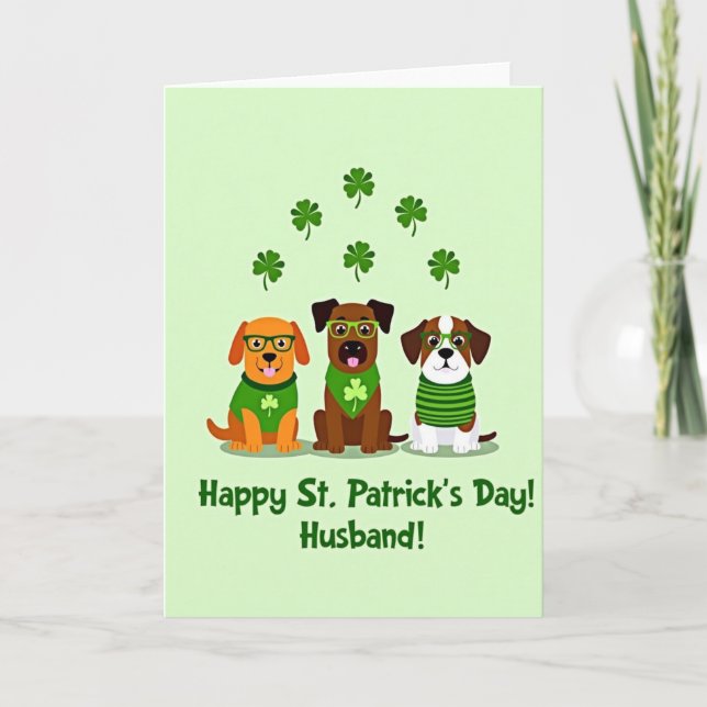 Carte de Saint-Patrick Faux Chiens en Or (Devant)