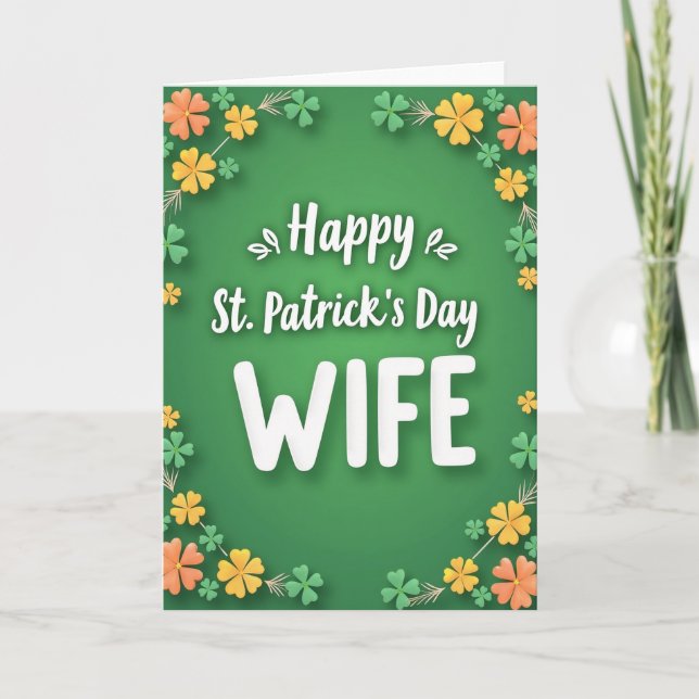 Carte de Saint-Patrick Femme Motif Trèfle (Devant)