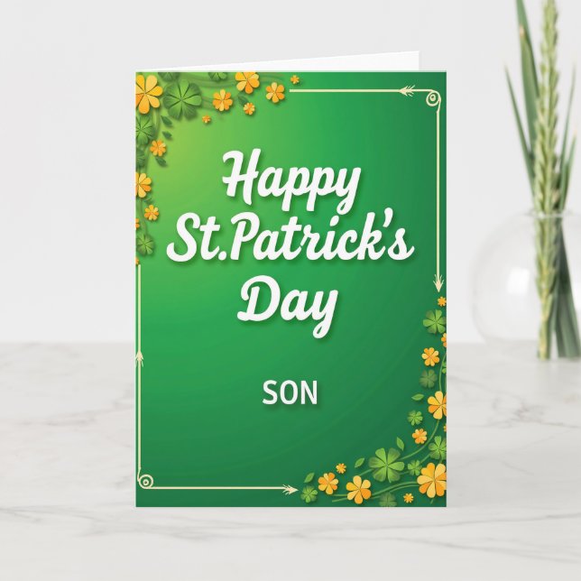 Carte de Saint-Patrick Fils motif trèfle (Devant)