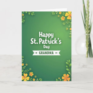 Carte de Saint-Patrick Grand-mère Florale Verte