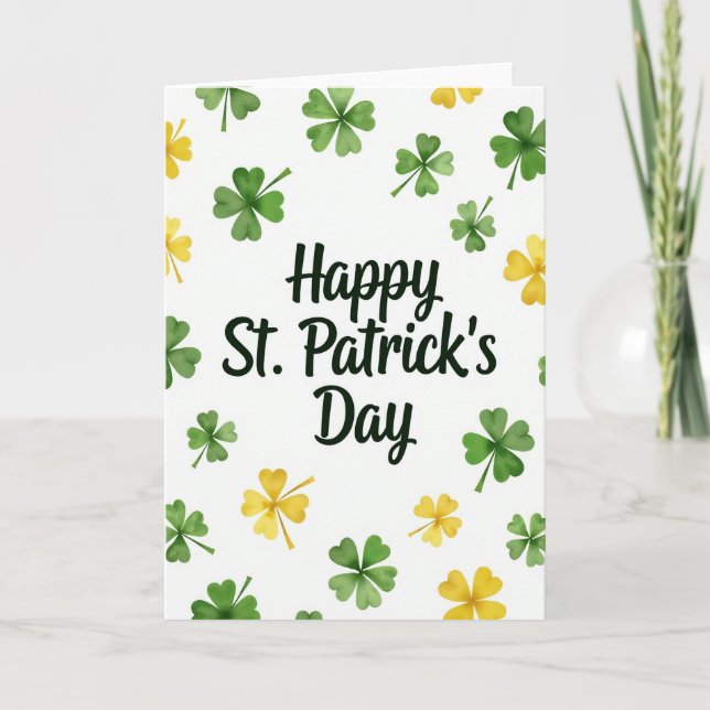 Carte de Saint-Patrick Joyeuse Écriture Émeraude (Devant)