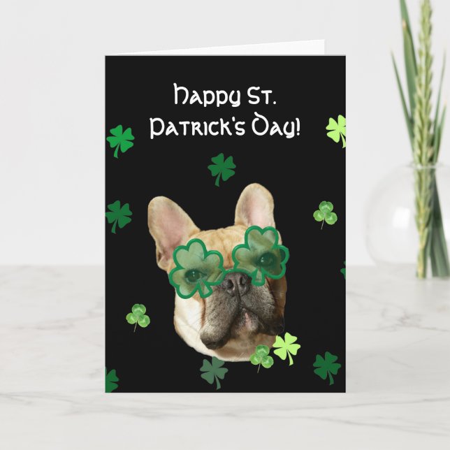 Carte de Saint-Patrick pour chien bouledogue franç (Devant)