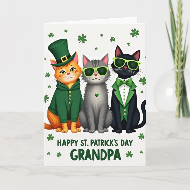 Carte de Saint-Patrick pour grand-père avec des ch (Devant)