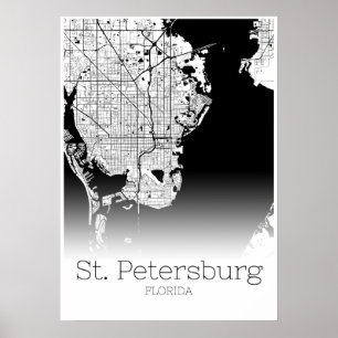Carte de Saint-Pétersbourg - Floride - Poster de l