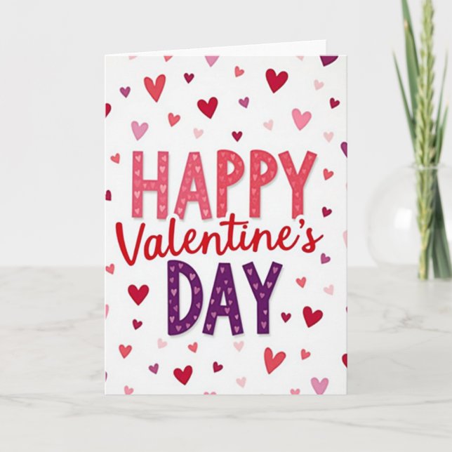 Carte de Saint-Valentin à coeurs superposés (Devant)