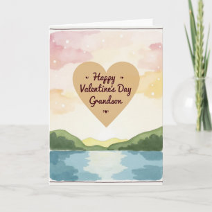 Carte de Saint-Valentin aquarelle pour petit-fils