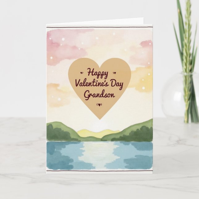 Carte de Saint-Valentin aquarelle pour petit-fils (Devant)