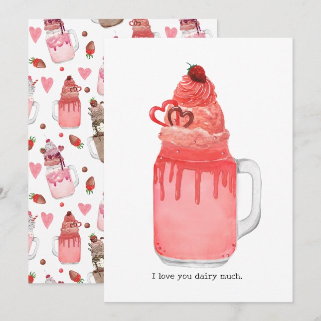 Carte de Saint-Valentin au milkshake Red Velvet I  (Devant / Derrière)