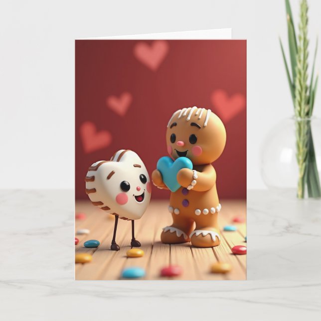 Carte de Saint-Valentin au pain d'épice doux (Devant)