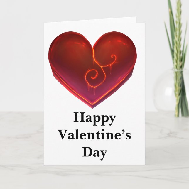 Carte de Saint-Valentin avec amour de cœur rouge  (Devant)