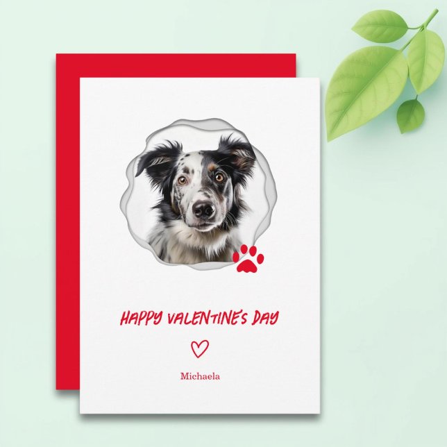 Carte de Saint-Valentin avec photo de chien et cœu (Créateur téléchargé)
