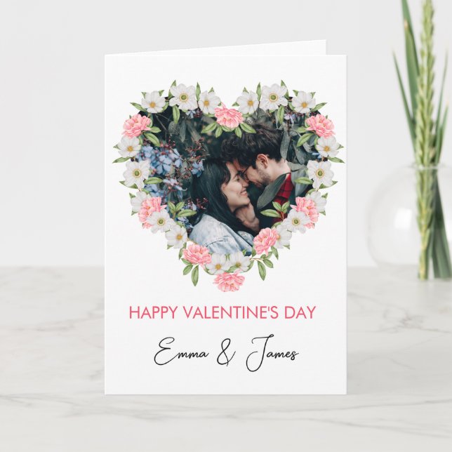 Carte de Saint-Valentin avec photo de cœur rouge (Devant)