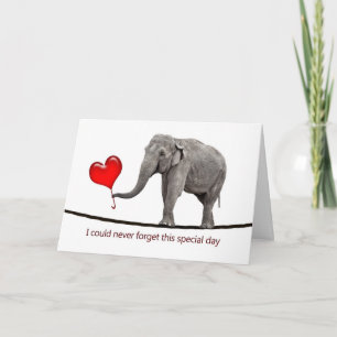 Carte de Saint Valentin avec un éléphant à corde