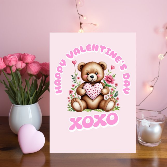 Carte de Saint-Valentin avec un ours en peluche mi (Créateur téléchargé)