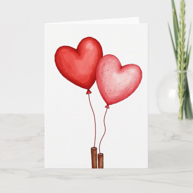 Carte de Saint-Valentin Ballons en Forme de Cœur (Devant)