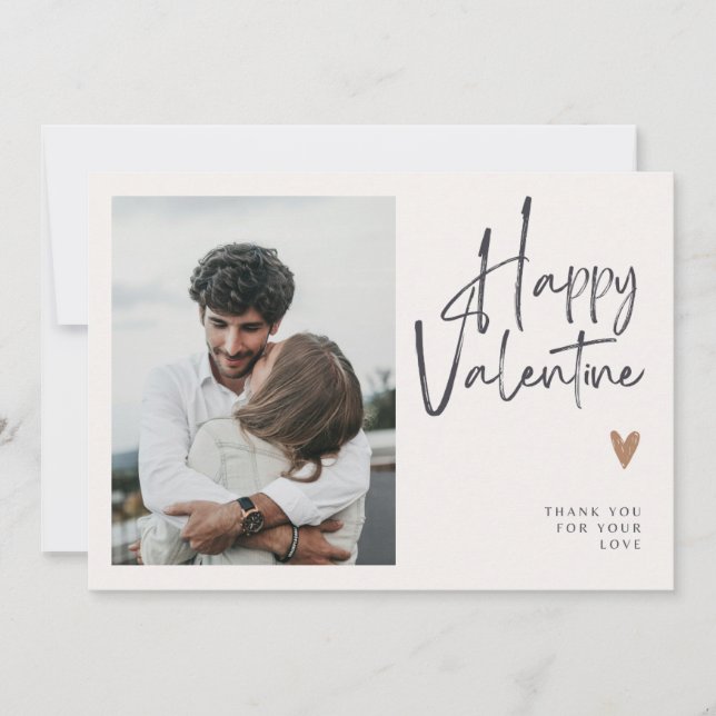 Carte de Saint-Valentin Beige avec Photo et Amour  (Devant)