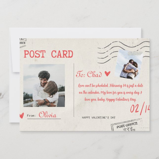 Carte de Saint-Valentin beige et rouge à l'esthéti (Devant)