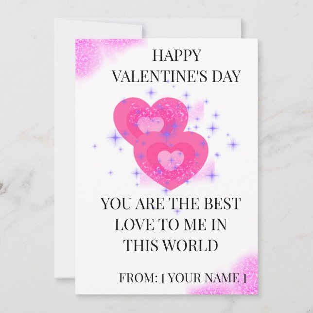 Carte de Saint-Valentin blanche avec deux cœurs |  (Devant)