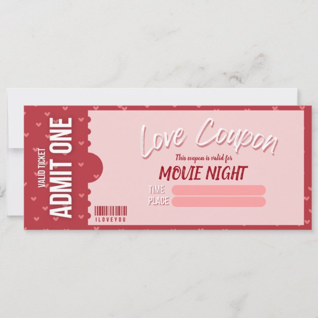 Carte de Saint-Valentin Bon de l'Amour (Devant)