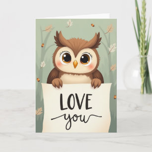 Carte de Saint-Valentin Chouette Automnale Mignonn