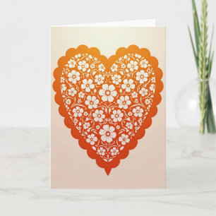 Carte de Saint-Valentin Cœur Amour Floral Orange