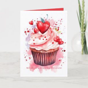Carte de Saint-Valentin Coeur Cerise Aquarelle Cup