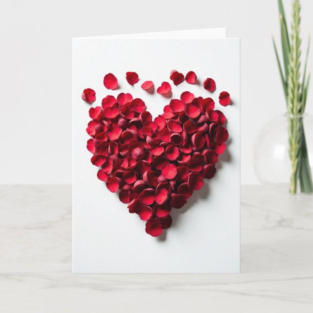 Carte de Saint-Valentin Cœur d'Amour Rose Rouge (Devant)