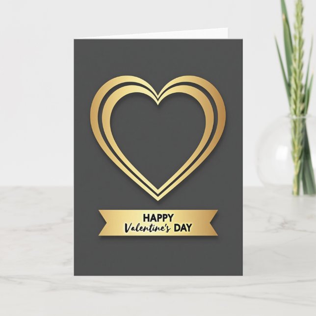 Carte de Saint-Valentin cœur doré (Devant)