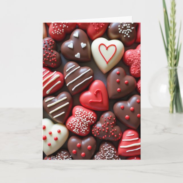 Carte de Saint-Valentin Cœurs en Chocolat (Devant)