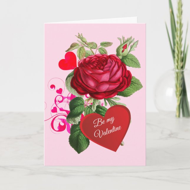 Carte de Saint-Valentin coeurs roses rouges (Devant)